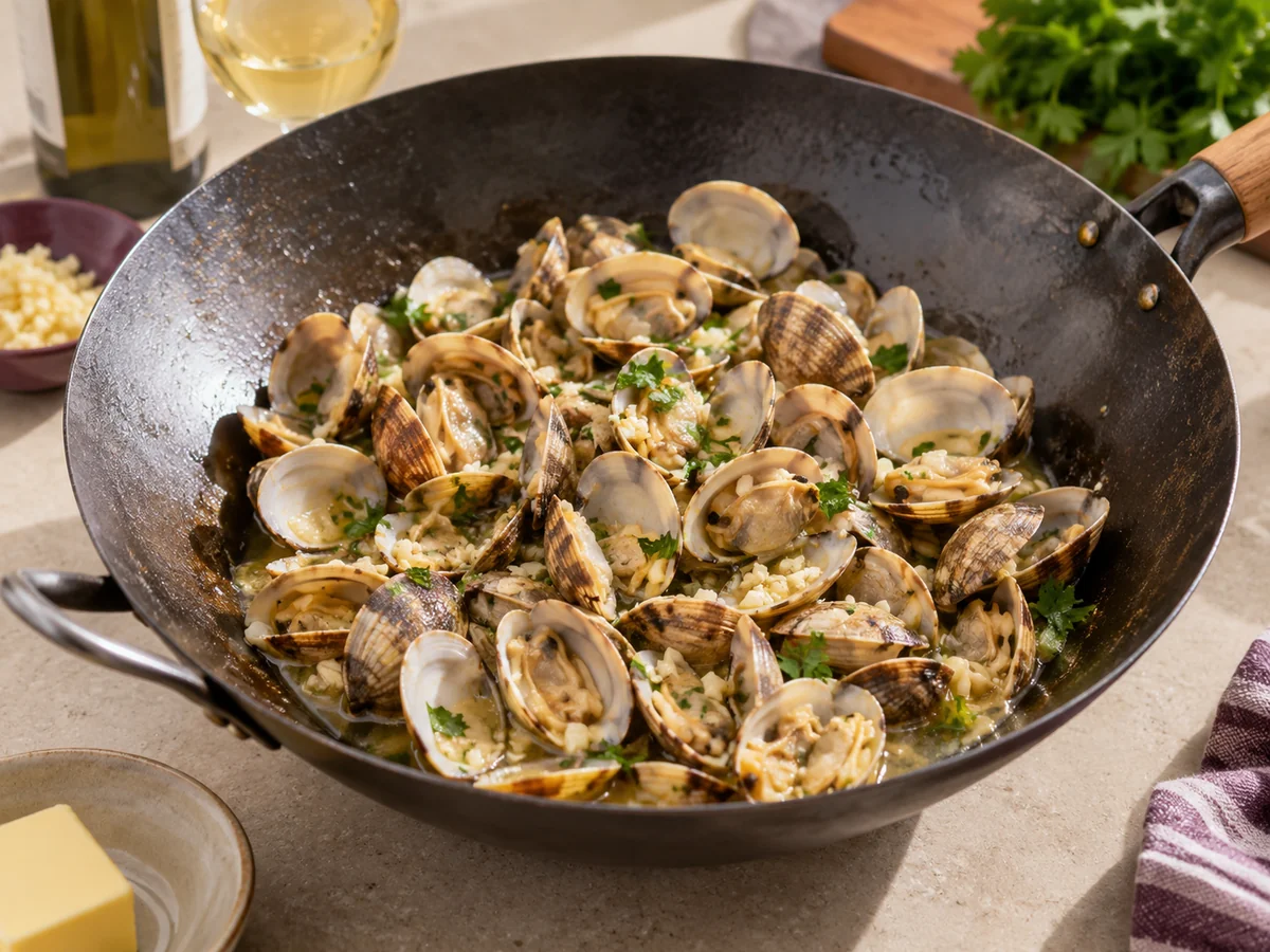 Singapore-Style Lala Clam in White Wine and Garlic