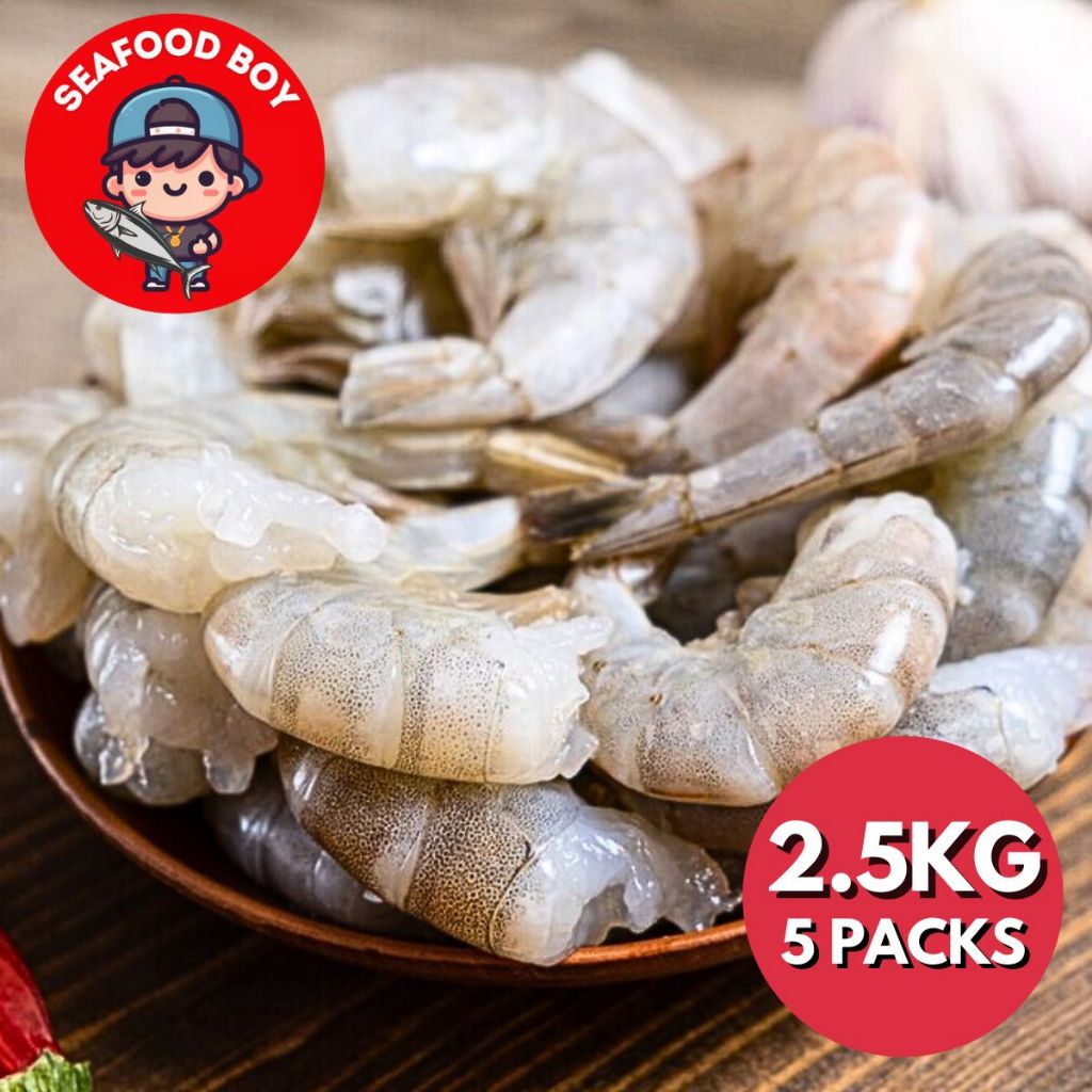 Seafood Boy Jumbo Peeled Prawn Meat (Tail On), 500g - Frozen
