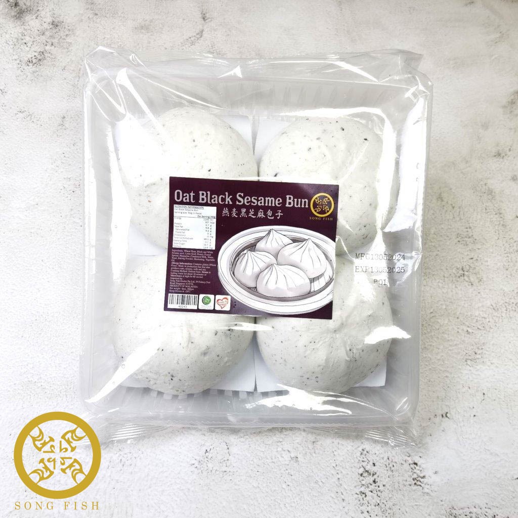 Song Fish Oat Black Sesame Bun 4pcs